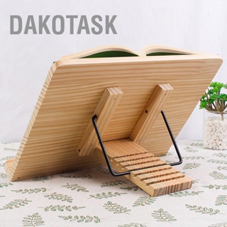  DAKOTASK แท่นวางหนังสือมัลติฟังก์ชั่นขาตั้งไม้สำหรับอ่านหนังสือแล็ปท็อปที่ปรับได้แท็บเล็ตที่วางหนังสือพร้อมคลิปโลหะ