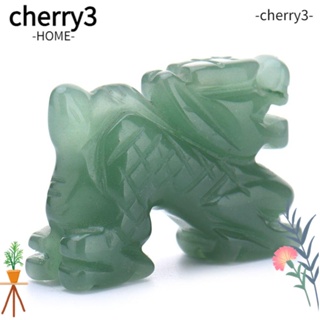 Cherry3 เครื่องประดับ หินแกะสลัก รูปมังกร 2 นิ้ว แฮนด์เมด สีเขียว สําหรับตกแต่งบ้าน