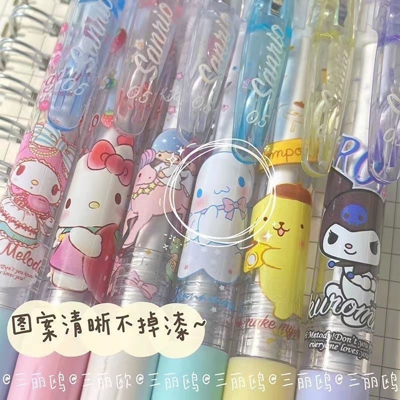 ในการจัดส่ง-ปากกากด-6-ชิ้น-sanrio-gel-pens-student-black-pen