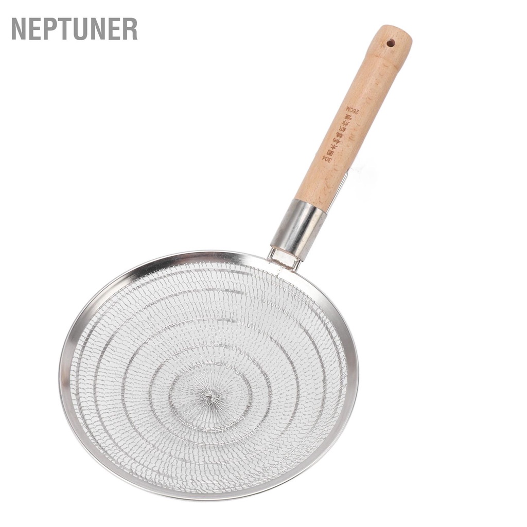 neptuner-304-ช้อนกรองสแตนเลสด้ามไม้ตาข่ายกรองสำหรับทำอาหารทอด
