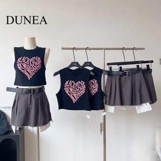 Dunea เสื้อกล้าม พิมพ์ลาย และชุดกระโปรง เอวสูง BLACKPINK ROSE สําหรับผู้หญิง