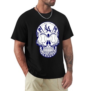 Los Angeles Dodgers Skull T-Shirt Short T-Shirt Quick Drying T-Shirt Black T-Shirts For Men Large Size XS-4XL-5XL-6XL