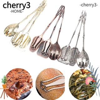 Cherry3 ที่คีบอาหาร เค้ก ขนมขบเคี้ยว สลัด ผลไม้ ทรงกลม ชุบทอง สไตล์เรโทร
