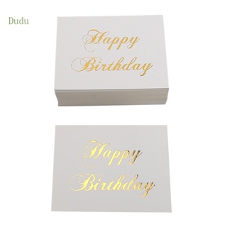 Dudu การ์ดสุขสันต์วันเกิด ฟอยล์สีทอง เขียนได้ สําหรับห่อวันเกิด ปาร์ตี้ โปรดปราน เค้กบูติก 100 แพ็ค