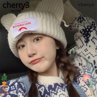 Cherry3 หมวกถัก แฟชั่นฤดูใบไม้ร่วง ฤดูหนาว สําหรับคู่รัก