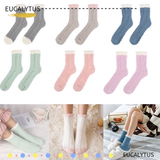 Eutus ถุงเท้า ผ้ากํามะหยี่ แบบหนา สําหรับผู้หญิง