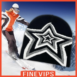 [Finevips] หมวกบีนนี่ถัก อะคริลิค ลายหัวกะโหลก ดาว สําหรับผู้ชาย ผู้หญิง เล่นสกี เดินป่า กลางแจ้ง