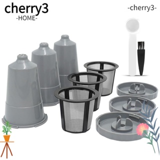Cherry3 ที่กรองกาแฟ 3.3 นิ้ว สีเทา ใช้ซ้ําได้ 3 ชุด 5 ชิ้น พร้อมช้อน และแปรง ถ้วยกรองกาแฟ K