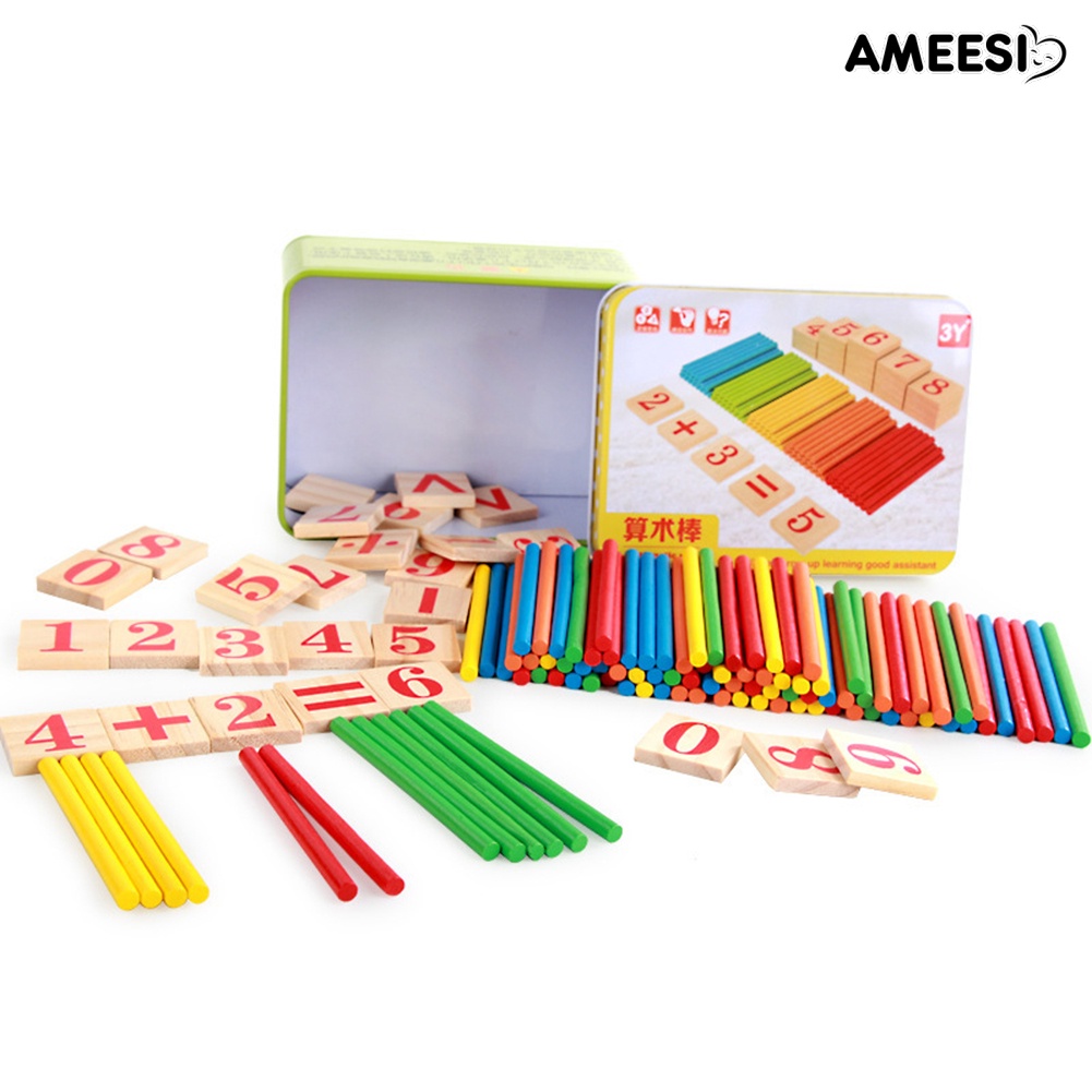 ameesi-บล็อคตัวเลขไม้-นับเลข-สีสันสดใส-ของเล่นเสริมการเรียนรู้คณิตศาสตร์-สําหรับเด็ก