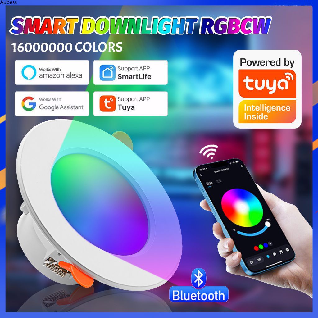 ใหม่ไฟดาวน์ไลท์-led-ที่รองรับ-bluetooth-wifi-tuya-smart-life-หรี่แสงได้-bluetooth-rgb-ฟลัดไลท์เปลี่ยน-warm-cool-light-aube