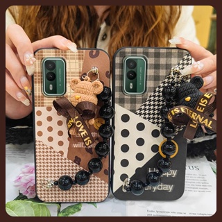 Black pearl pendant silicone Phone Case For Nokia XR21 Bear bracelet Dirt-resistant Anti-knock cute soft case Simplicity