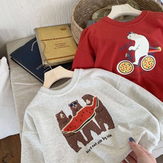 เสื้อกันหนาวลําลอง พิมพ์ลายการ์ตูนน่ารัก แฟชั่นฤดูใบไม้ร่วง สไตล์เกาหลี สําหรับเด็กผู้ชาย และเด็กผู้หญิง