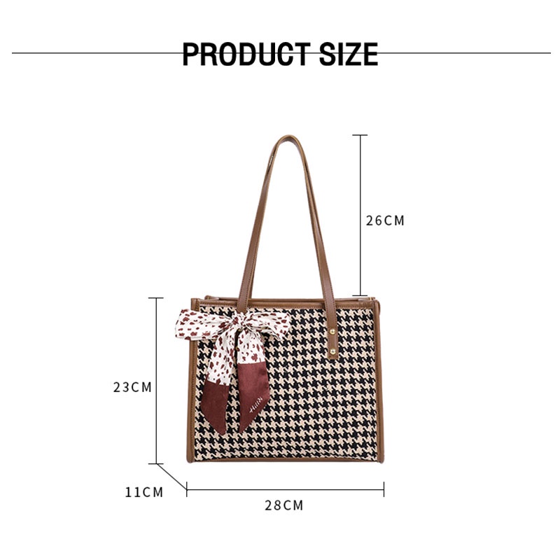ins-กระเป๋าสะพายออกแบบเฉพาะของผู้หญิงกระเป๋าถือแฟชั่นพร็อพ-houndstooth-ใหม่