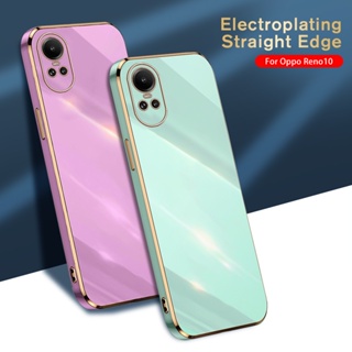 Rear cover protection for Oppo Reno 10 Pro, suitable for luxury electroplated square frame silicone sleeve with Oppo Reno 10 Pro+10Pro