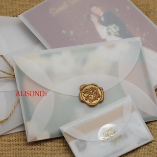 Alisond1 ซองจดหมายกระดาษกึ่งโปร่งใส ลายตัวอักษร สีขาว สไตล์วินเทจ สําหรับใส่ของขวัญ