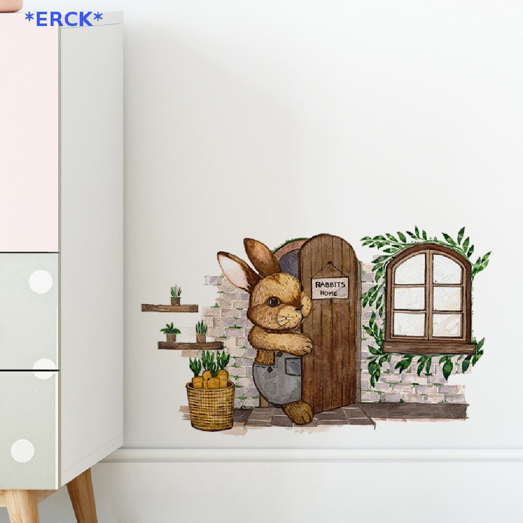 erck-gt-ใหม่-สติกเกอร์-ลายการ์ตูนกระต่าย-3d-สําหรับติดตกแต่งผนังบ้าน-ห้องนอนเด็ก