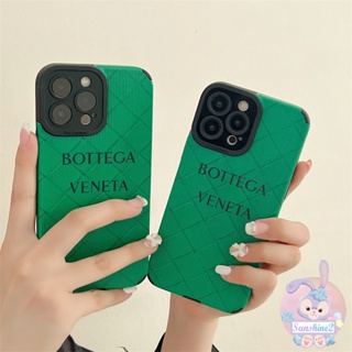 BOTTEGA เคสโทรศัพท์มือถือ แนวตั้ง สีเขียว ระดับไฮเอนด์ สําหรับ iPhone11 14 pro max 13 XS 8P 7