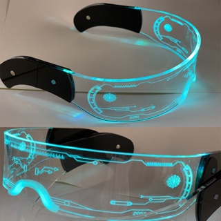 แว่นตาอะคริลิกเปล่งแสง LED สีสันสดใสบรรยากาศเทคโนโลยีสุดเจ๋งปาร์ตี้เต้นรำเชียร์ไนต์คลับแว่นตาบาร์ปาร์ตี้ภาพถ่ายและวิดีโอ
