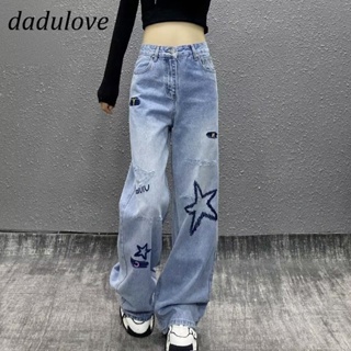 DaDulove💕 New Korean Version of INS Washed High Waist WOMENS Jeans Star Ripped Wide Leg Pants Large Size Trousers