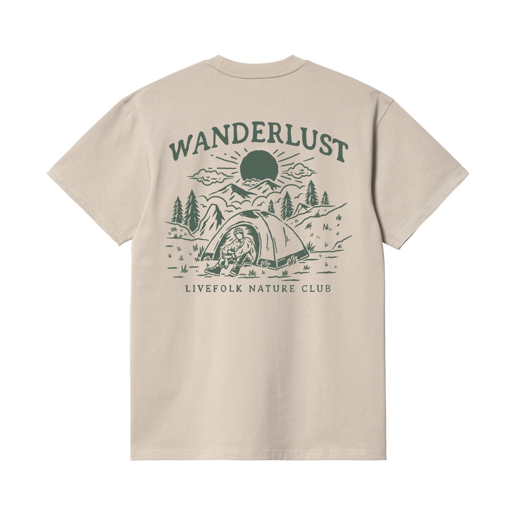 เสื้อยืดผ้าฝ้ายพิมพ์ลายlivefolk-wanderlust-mocha-t-shirt
