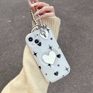 เคสโทรศัพท์มือถือกระจก ลายหัวใจ พร้อมจี้ สําหรับ iPhone 11 12 12Pro 14 13 12promax 13Pro 14promax 14Pro 14promax 13