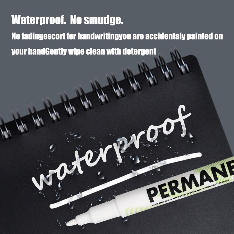 ปากกามาร์กเกอร์-กันน้ํา-แห้งเร็ว-คุณภาพสูง-1-มม-สีขาว-เรียบลื่น-เครื่องเขียน-สําหรับโรงเรียน