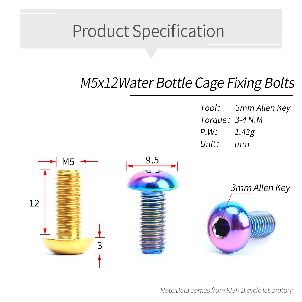 risk-สกรูยึดที่วางขวดน้ํา-ไทเทเนียมอัลลอย-m5x12-อุปกรณ์เสริม-สําหรับจักรยานเสือภูเขา-2-ชิ้น-ต่อกล่อง