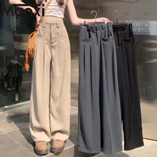 Manxi กางเกงผ้าโรเชฟ กางเกง กางเกงขายาว 2023 ใหม่ A20M03P