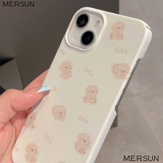 💕เคสโทรศัพท์มือถือแบบแข็ง ลายลูกสุนัข สีเบจ สําหรับ Iphone 14Pro 13promax 12 11 xr x JR3F