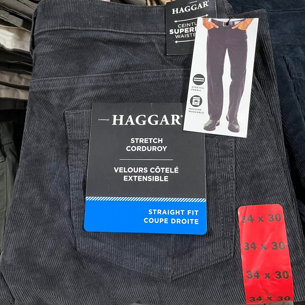 กางเกงลูกฟูก-ทรงกระบอก-haggar-stretch-corduroy-แท้