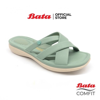 ฺBata บาจา Comfit รองเท้าแตะเพื่อสุขภาพแบบสวม สายไขว้ นุ่มใส่สบาย สำหรับผู้หญิง สีเขียว 6617701 สีขาว 6611701 สีม่วง 6619701