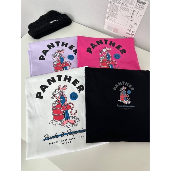 พร้อมส่งในไทย-เสื้อยืดโอเวอร์ไซส์-oversize-cotton100-tas-pink-panter