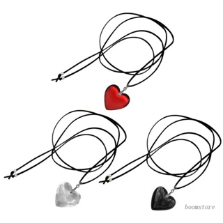 สร้อยคอโซ่ จี้รูปหัวใจบูม ประดับโบว์ แบบสาน หรูหรา ปรับได้ สําหรับผู้หญิง
