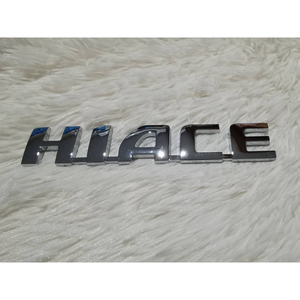 แนะนำ-แผ่นป้ายโลโก้-hiace-สำหรับติดรถตู้-toyota-hiace-งานสวยๆ-ขนาด-18-x3-5cm-สีเงินชุบโครเมี่ยม