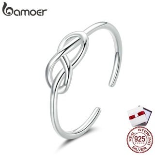 bamoer Authentic 925 Sterling Silver Geometric Infinity Symbol Finger Rings for Women Engagement Statement Jewelry BSR143