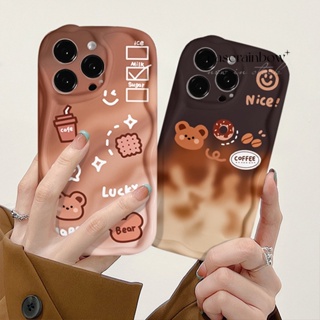 ใหม่ เคสโทรศัพท์มือถือ Tpu นิ่ม ขอบโค้ง ลายการ์ตูนหมี โดนัทกาแฟ 3D ไล่โทนสี สําหรับ iPhone 6 6s 7 8 Plus 11 14 13 12 Pro Max XR X XS Max SE 2020