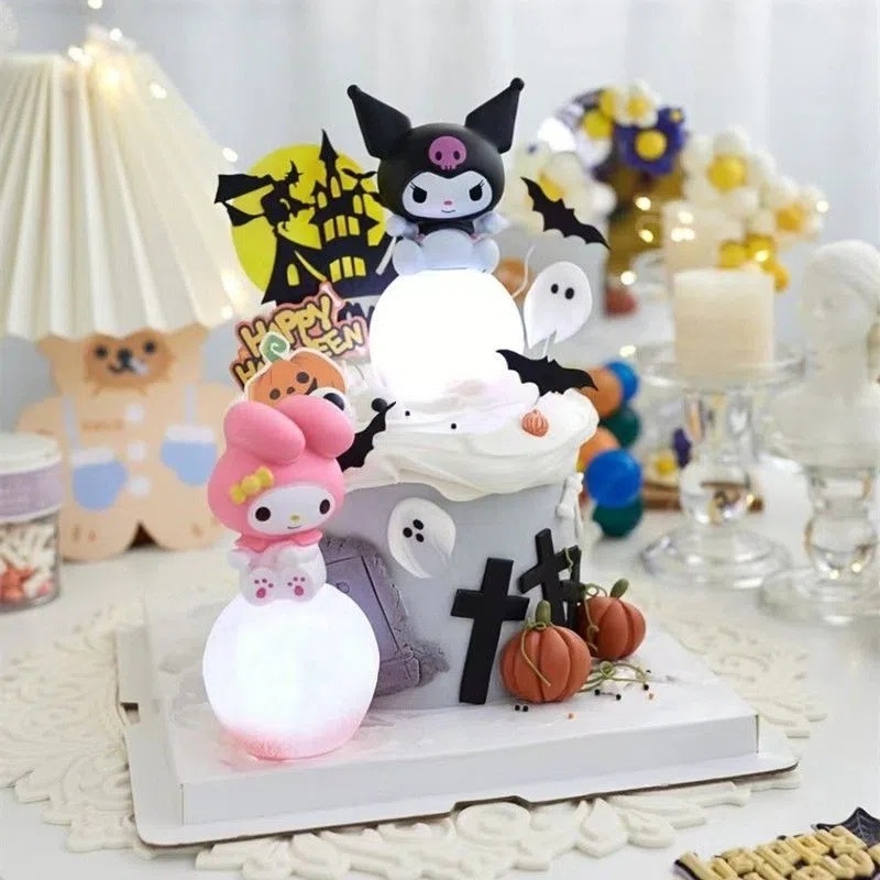 ฟิกเกอร์การ์ตูนอนิเมะ-cinnamoroll-kuromi-sanrio-kawaii-สําหรับตกแต่งเค้กคริสต์มาส