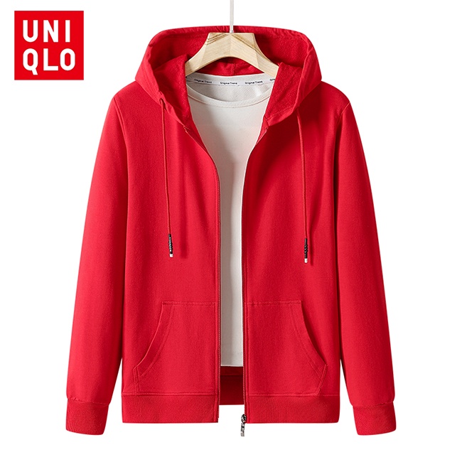 uni-qlo-เสื้อแจ็กเก็ตกันหนาวลําลอง-มีฮู้ด-ผ้าฝ้าย-สีพื้น-แบบเรียบง่าย-สําหรับผู้ชาย