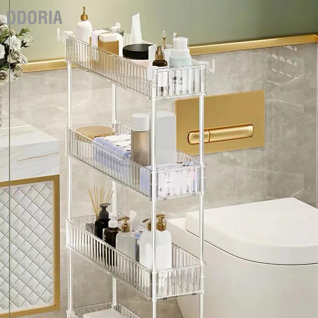 ddoria-ชั้นวางช่องว่างในห้องน้ำเครื่องสำอางในห้องน้ำชั้นเก็บของโปร่งใสหลายชั้นออแกไนเซอร์ในห้องน้ำ