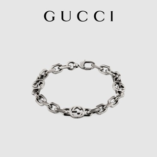 [พร้อมส่ง] Gucci GUCCI สร้อยข้อมือเงิน แบบเชื่อมต่อกัน