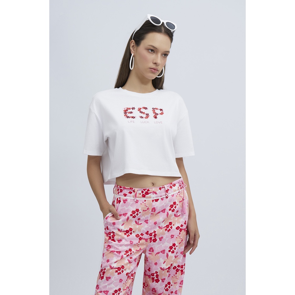 esp-เสื้อทีเชิ้ตทรงครอป-ผู้หญิง-สีขาว-cropped-text-tee-shirt-5898