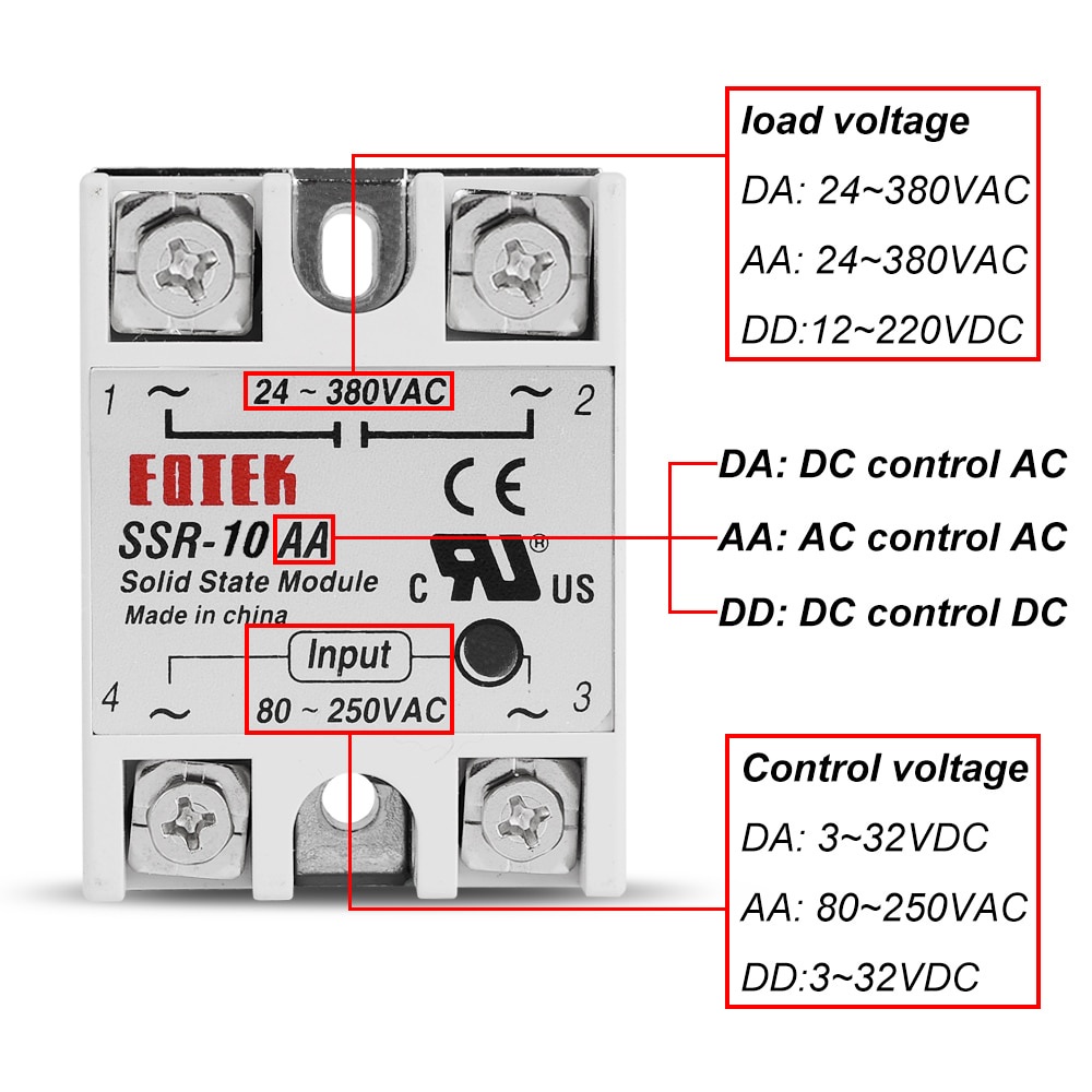 โมดูลรีเลย์โซลิดสเตท ควบคุมอุณหภูมิ SSR-25DA SSR-40DA SSR-40AA SSR-40DD ...