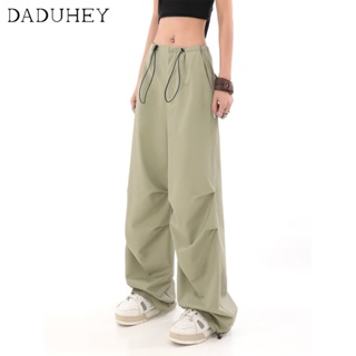 DaDuHey🎈 American Style Retro Overalls Womens Hiphop High Waist Loose Casual Pants Hip Hop Straight Wide Leg Cargo Pants