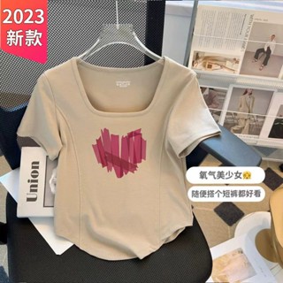 [WUYUE] ขายดี เสื้อยืดแขนสั้น คอสี่เหลี่ยม เปิดไหล่ ขนาดใหญ่ หลากสี แฟชั่นฤดูร้อน สไตล์ญี่ปุ่น สําหรับผู้หญิง