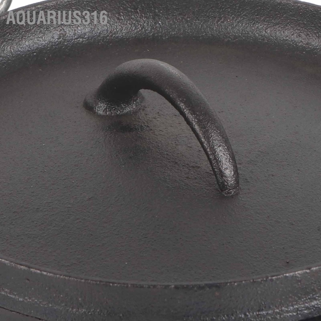 aquarius316-หม้อตั้งแคมป์เหล็กหล่อปรุงรสป้องกันการติดหม้อทำอาหารกลางแจ้งพร้อมฝาปิดสำหรับปิคนิคเดินป่าบาร์บีคิว