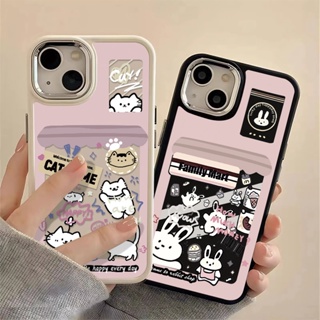 Metal Buttons Silicone Phone Case Compatible for IPhone 11 Pro Max XS X XR 8 + 7 Plus Soft Casing Cute Couple Rabbit Shockproof Cover Cell Precticer