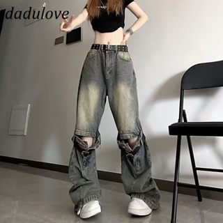 DaDulove💕 New American Ins High Street Ripped Tooling Jeans Niche High Waist Wide Leg Pants Large Size Trousers