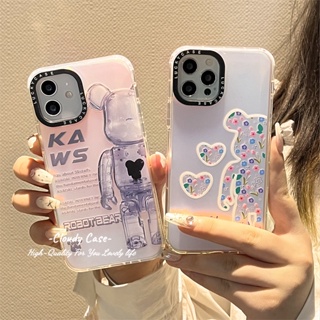 เคสโทรศัพท์มือถือแบบแข็ง บางมาก กันกระแทก ลายหมีเลเซอร์ เลนส์สองด้าน สําหรับ iPhone 14 11 13 12 Pro Max XR 7 8 Plus 7 8 SE 2020 Xs Max