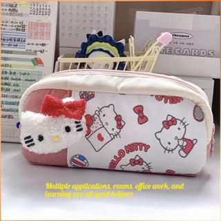 กระเป๋าใส่ดินสอ Hello Kitty น่ารักนักเรียนการ์ตูนดินสอกล่องใส่เครื่องเขียนกระเป๋าใส่เหรียญ -FE