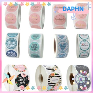 Daphs สติกเกอร์ฉลากกระดาษ ลายดอกไม้ Thank You ทรงกลม DIY สําหรับติดของขวัญ งานฝีมือ 500 ชิ้น